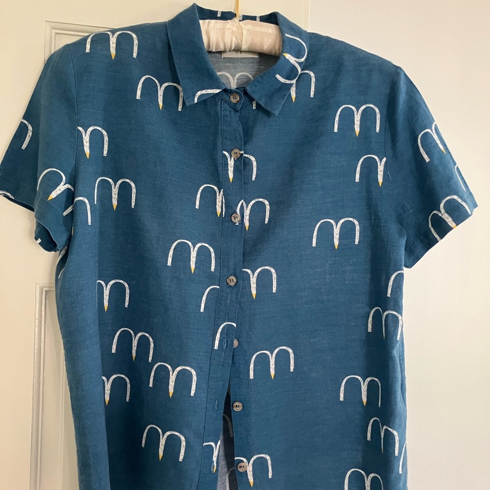 Bobo Choses Blue and White Button Down Shirt